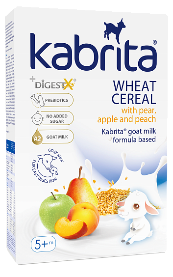 Каша Kabrita® Пшеничная с грушей,  яблоком и персиком на молочной смеси