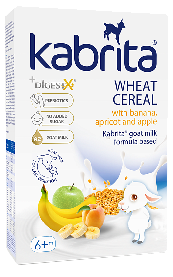 Каша Kabrita® Пшеничная с бананом, яблоком и абрикосом на молочной смеси
